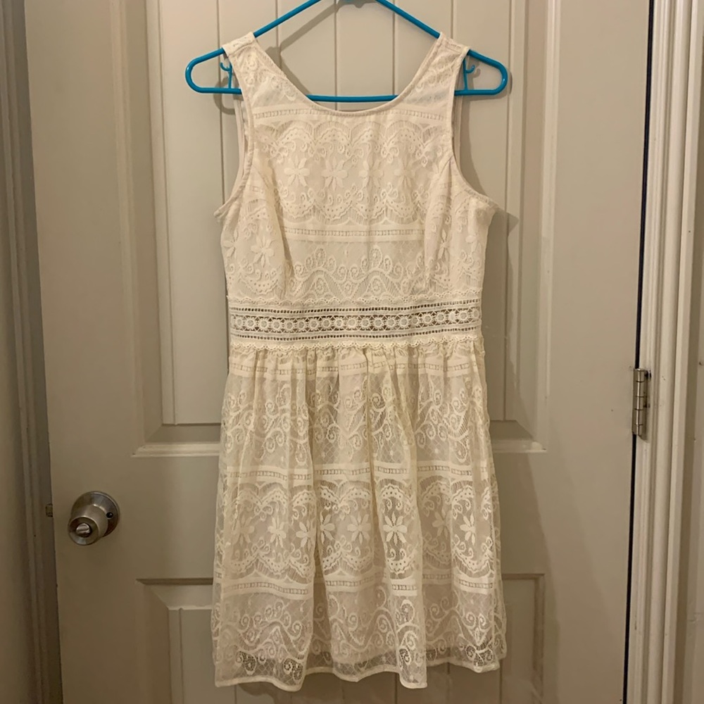 Cream Colored Lace Mini Dress